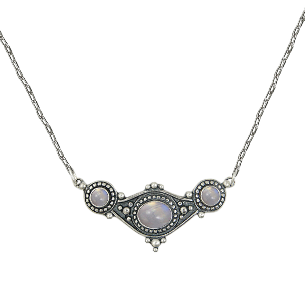 Sterling Silver Necklace With Rainbow Moonstone